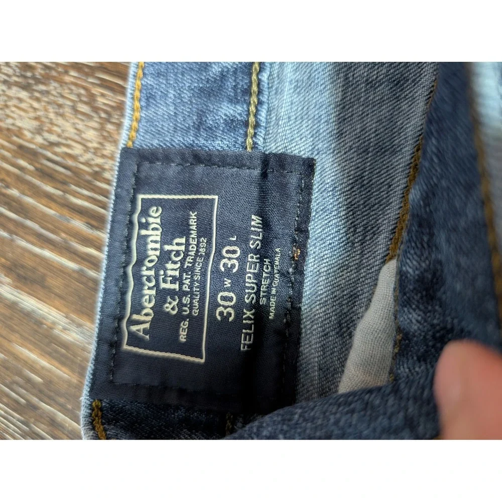 Abercrombie & Fitch Felix Super Slim Jeans Mens 30x30 Medium Wash Blue Stretch